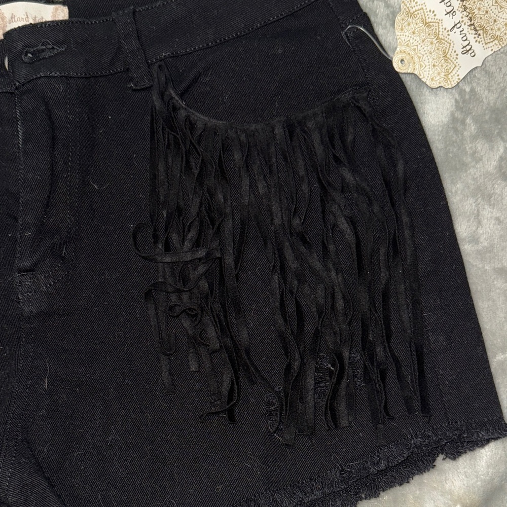 Altar'd State Black Fringe Jean Shorts - Picture 6 of 12